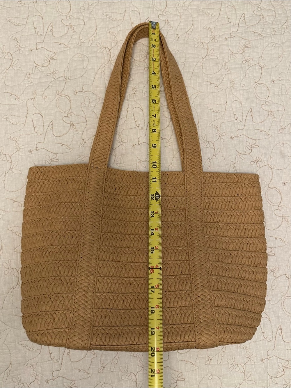 Draper James Tan/Beige Woven Straw Summer Tote Bag - Picture 12 of 12